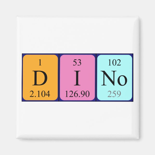 Dino periodic table name magnet (Front)
