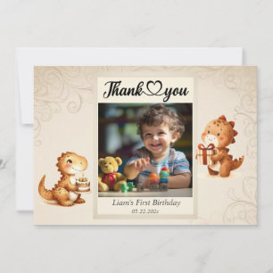 Dino Personalised Photo Thank You Card