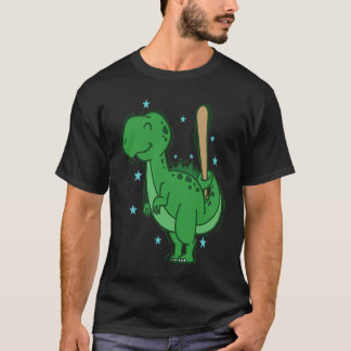 Dino playing Baseball Dinosaur Reptile T-Shirt