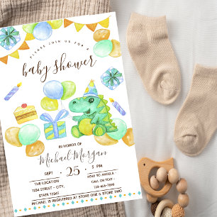 Dino,Presents,Sweets Zigzag Baby Shower  Invitation