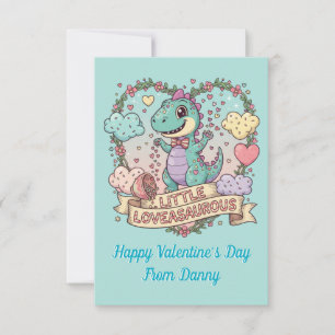 Dino Pun School Valentine Photo  Thank You Card