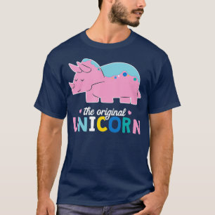 Dino Puns Original Unicorn Triceratops Pink T-Shirt