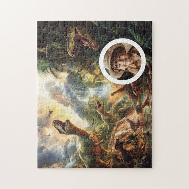 Dino puzzle with photo birthday present (Vertical)