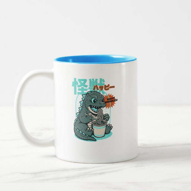 Dino ramen Two-Tone coffee mug (Left)