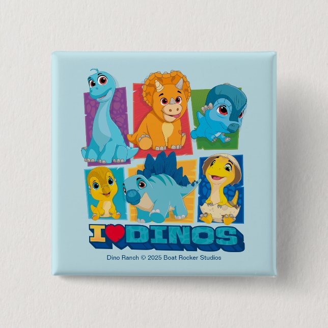 Dino Ranch | Fun & Colourful Dinosaur 15 Cm Square Badge (Front)