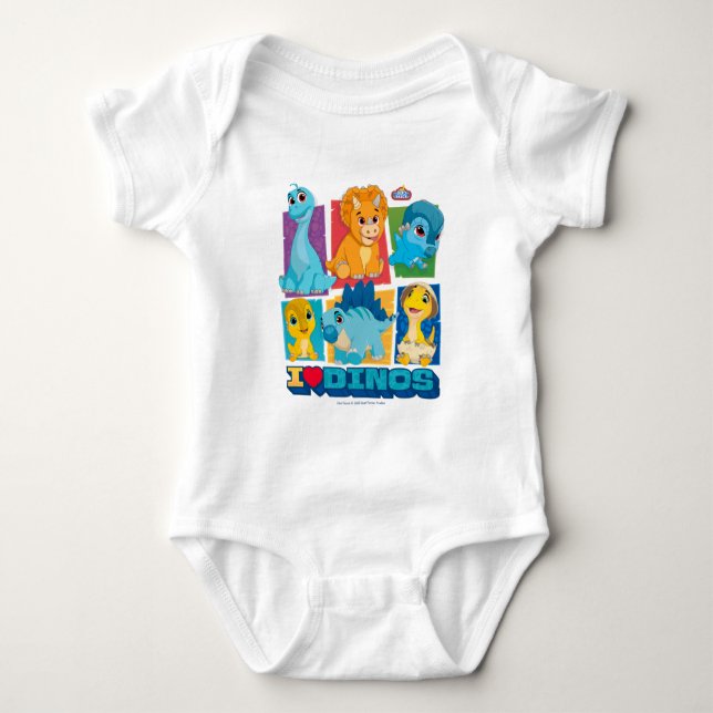 Dino Ranch | Fun & Colourful Dinosaur Baby Bodysuit (Front)