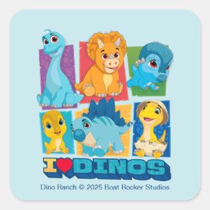 Dino Ranch   Fun & Colourful Dinosaur Square Sticker