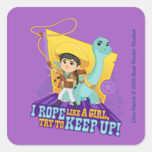 Dino Ranch   Min and Clover Square Sticker