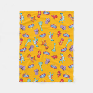 Dino Ranch Pattern on Yellow Fleece Blanket