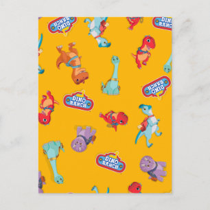 Dino Ranch Pattern on Yellow Postcard