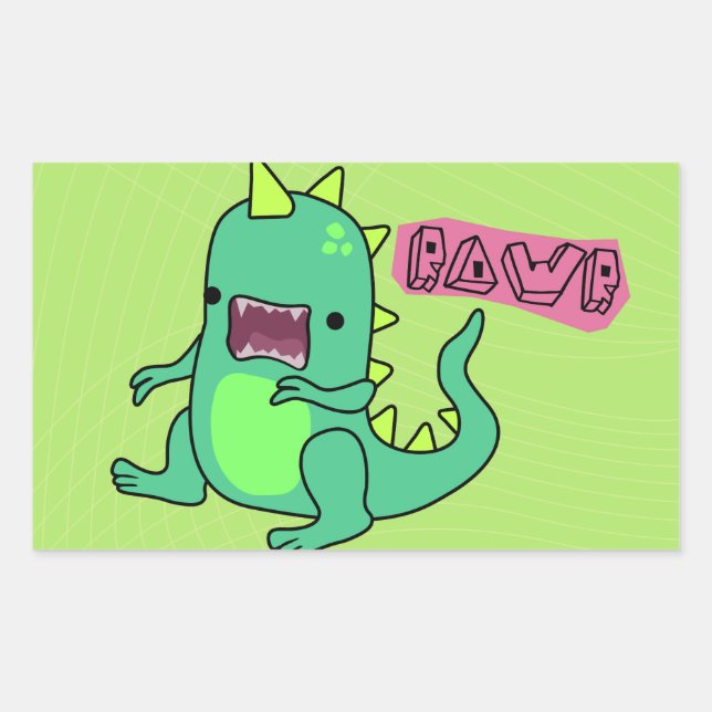 Dino Rawr Rectangular Sticker (Front)
