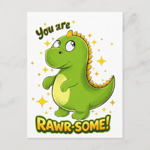 Dino RAWR-SOME Charm Postcard