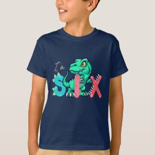 Dino Rex I'm 6 Birthday boy six Back to school T-Shirt