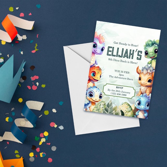 Dino Roar 8th Birthday Bash Invitation (Creator Uploaded)