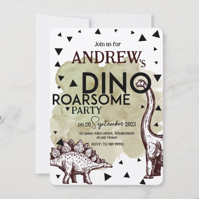 DINO ROARSOME Birthday Party Invitation (Front)