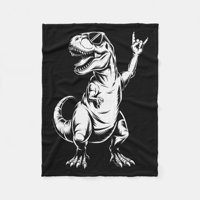 Dino Rock N Roll Rock Music Rock Dinosaur Men Wome Fleece Blanket (Front)