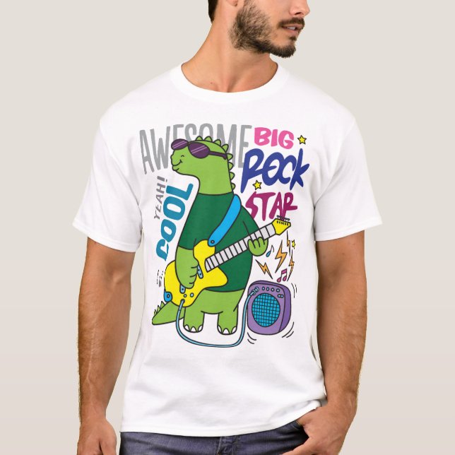 dino rock star T-Shirt (Front)
