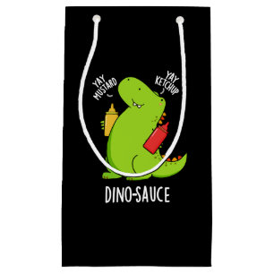 Dino-Sauce Funny Dinosaur Pun Dark BG Small Gift Bag