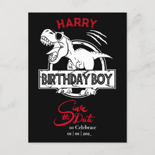 Dino, save the date Birthday Boy Postcard