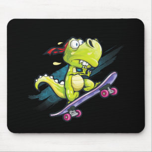 Dino Skateboard Shirt Boys Skateboarding Kids Men  Mouse Mat