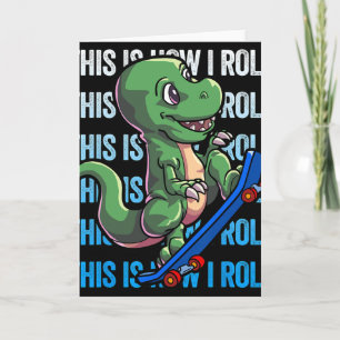 Dino Skateboarding Shirt Kids Boys Skateboarding D Card