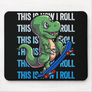 Dino Skateboarding Shirt Kids Boys Skateboarding D Mouse Mat