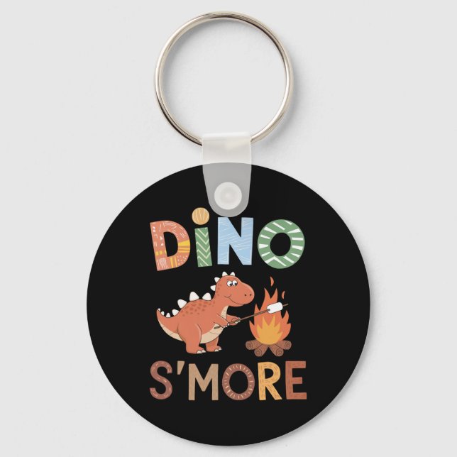 Dino S'more Dinosaur Trex Camping Smores Kawaii S' Key Ring (Front)
