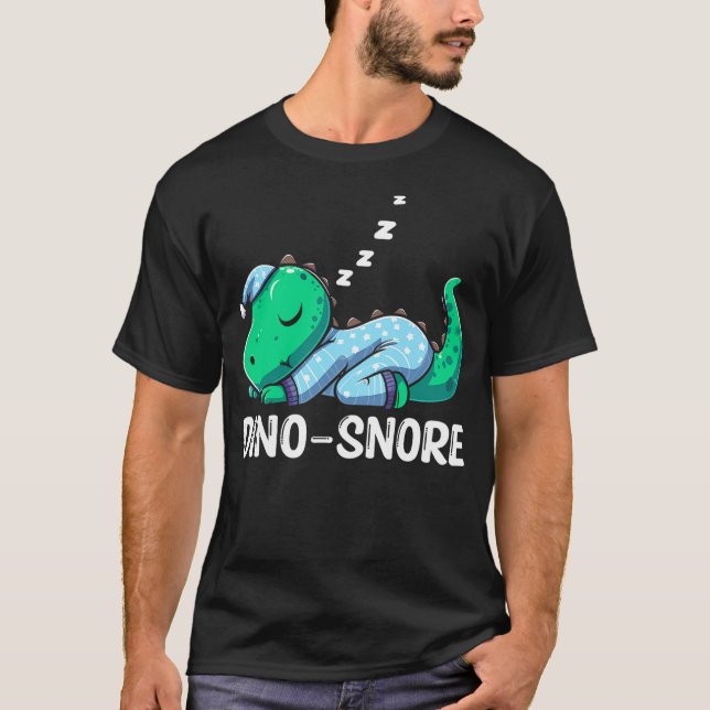 Dino Snore Cartoon Dinosaur Sleepwear T-Rex Nappin T-Shirt (Front)