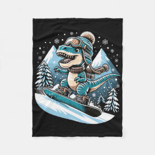 Dino Snowboarding Fun Cool Snowboard For Men Women Fleece Blanket