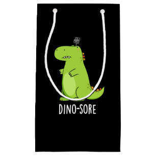 Dino-sore Funny Irritated Dinosaur Pun Dark BG Small Gift Bag