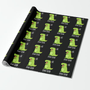 Dino-sour Funny Dinosaur Pun Dark BG Wrapping Paper