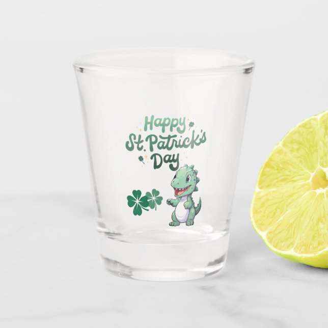 Dino St. Patrick's Day Mug Shot Glass (Front)