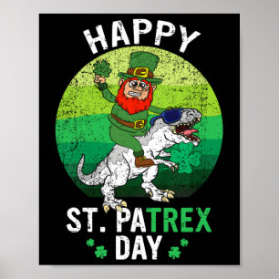 Dino St Patricks Day Shirt Kids Toddler Boys Lepre Poster