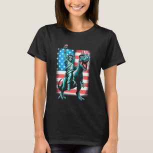 Dino Statue Of Liberty 4th Of July Boys American F T-Shirt