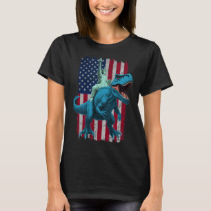 Dino Statue Of Liberty 4th Of July Shirt Boys Amer