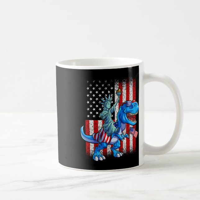 Dino Statue Of Liberty 4th Of July Shirt Boys Amer Coffee Mug (Right)