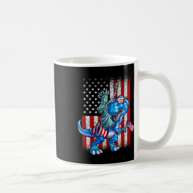 Dino Statue Of Liberty 4th Of July Shirt Boys Amer Coffee Mug (Right)