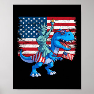 Dino Statue Of Liberty 4th Of July Trex American F Poster