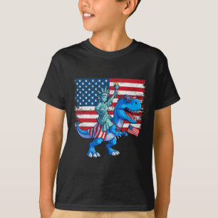 Dino Statue Of Liberty 4th Of July Trex American F T-Shirt