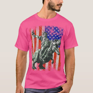 Dino Statue Of Liberty Riding Dinosaur T-Shirt