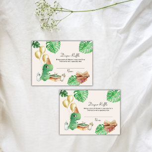 Dino Storybook Balloon Diaper Raffle Baby Shower Enclosure Card