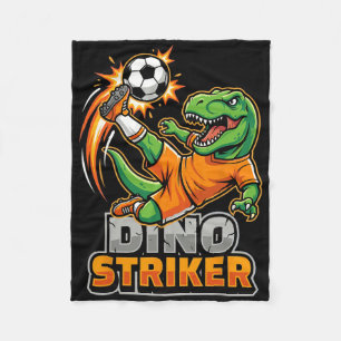 Dino Striker T-rex Soccer Kick Funny Dinosaur Spor Fleece Blanket
