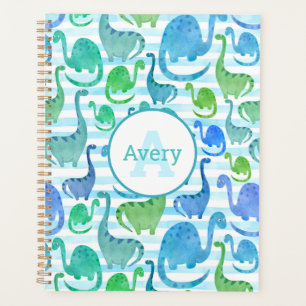 Dino Stripe Watercolor Dinosaurs Personalised Planner