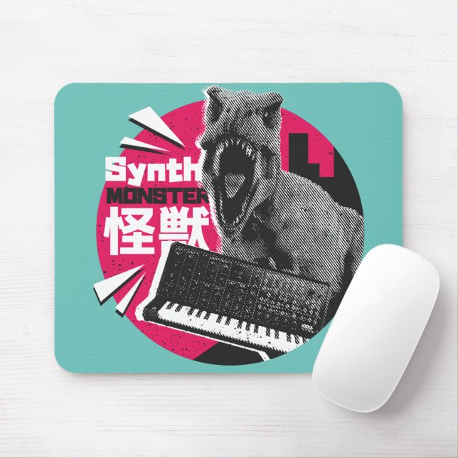Dino Synth Musician  Mouse Mat (With Mouse)