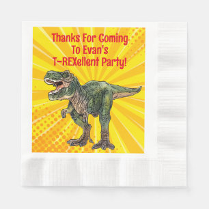Dino T-Rex Dinosaur Funny Birthday Boy Yellow Napkin