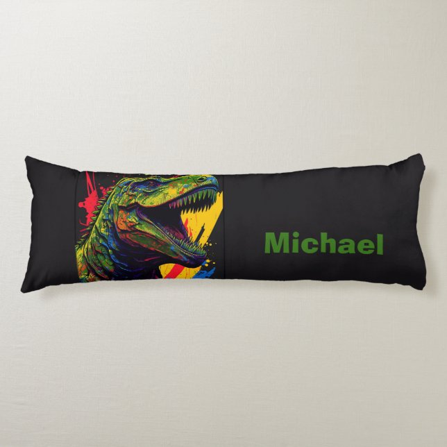 Dino T Rex  Green Body Pillow (Front)
