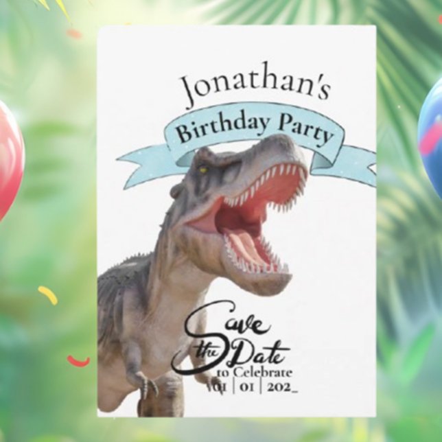 Dino T Rex, Happy Birthday Boy Invitation (Roar Into Fun: Dino T Rex Happy Birthday Boy Invitation)
