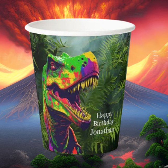 Dino-tastic Happy Birthday Paper Cups (Bring your dream party to life with our selection of quality Dinosaur themed party supplies )