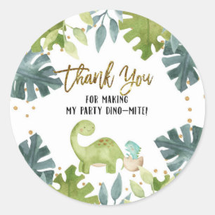 Dino Thank you Stickers. Classic Round Sticker