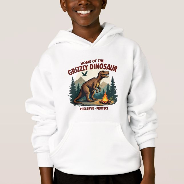 Dino-Themed Kids' Hoodie with Fun Dinosaur Design  (Front)